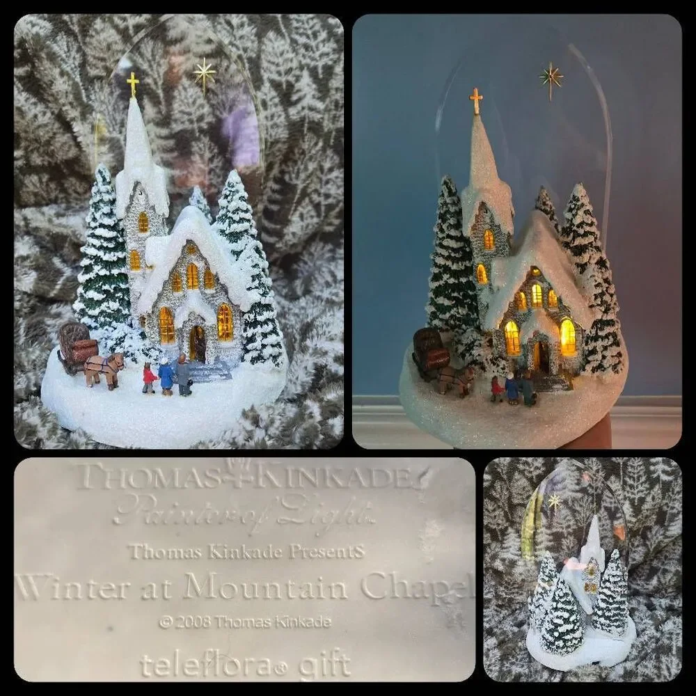 Thomas Kinkade Winter At Mountain Chapel 2008 Christmas Village church